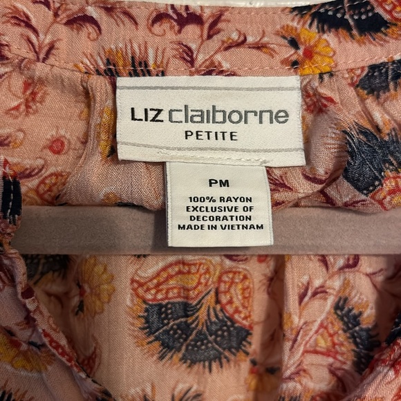 Liz Claiborne Petite Women’s Pink Paisley Print Summer Blouse Size Petite Medium - Picture 5 of 5